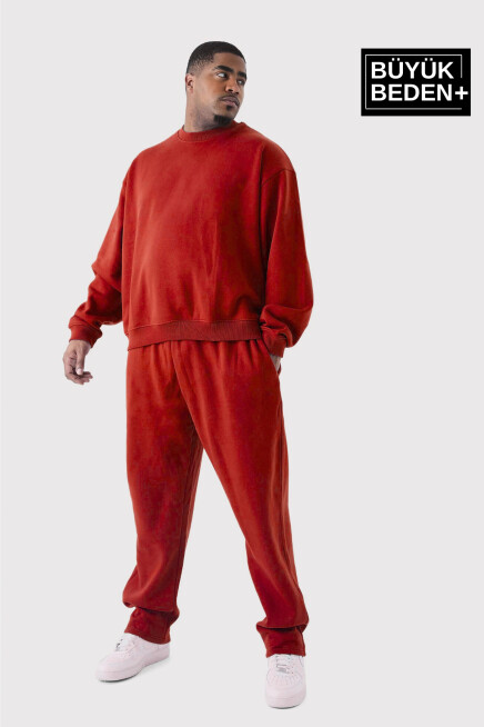 Erkek Büyük Beden Bisiklet Yaka ince Sweatshirt SPR24BSW56