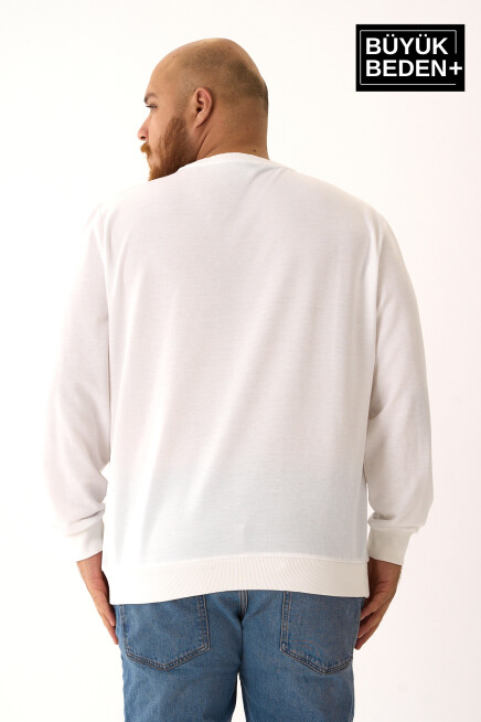 Erkek Büyük Beden Bisiklet Yaka ince Sweatshirt SPR24BSW56