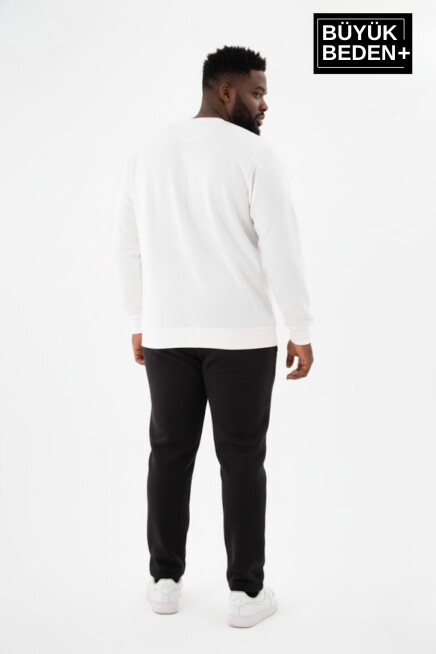 Erkek Büyük Beden Bisiklet Yaka Kollar ve Etek Ribanalı İnce Sweatshirt SPR26BSW956