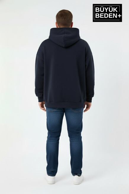 Erkek Büyük Beden Brooklyn 1970 Baskılı Kapüşonlu Sweatshirt SPR26BSW964