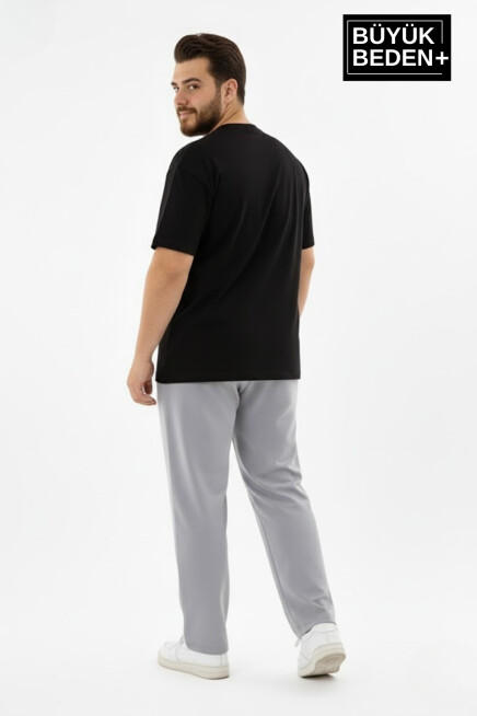 Erkek Büyük Beden BROOKLYN 1970 Baskılı Paça Reçme İnce Eşofman Altı SPR26EA952-3