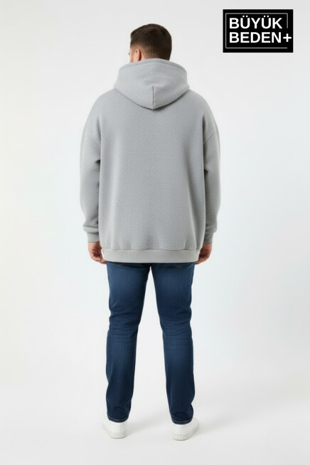 Erkek Büyük Beden Chef Baskılı Kapüşonlu Rahat Kalıp Sweatshirt SPR26BSW966