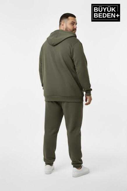 Erkek Büyük Beden Fermuarlı Kapüşonlu Chef Baskılı Sweatshirt Hırka - Rahat Kalıp SPR26BHR921