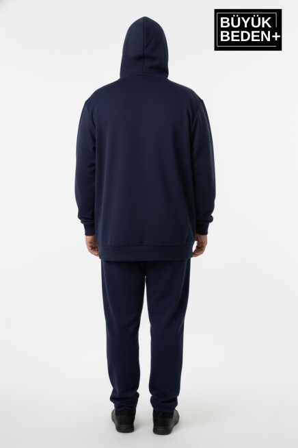 Erkek Büyük Beden Fermuarlı Kapüşonlu New York Baskılı Sweatshirt Hırka SPR26BHR923