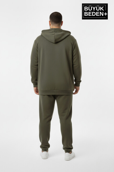 Erkek Büyük Beden Fermuarlı Kapüşonlu New York Baskılı Sweatshirt Hırka SPR26BHR923