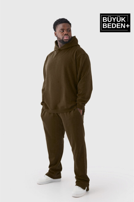 Süperlife Erkek Büyük Beden Kapşonlu ince Sweatshirt SPR24BSW57