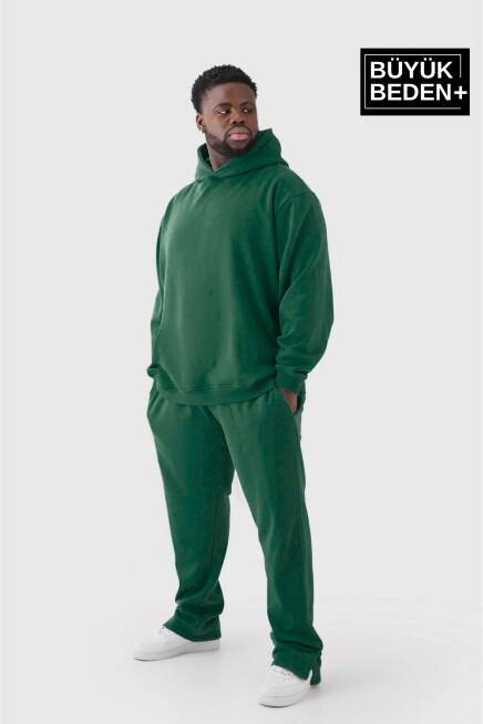 Süperlife Erkek Büyük Beden Kapşonlu ince Sweatshirt SPR24BSW57