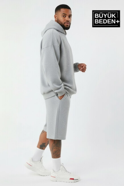 Erkek Büyük Beden Kapşonlu ince Sweatshirt SPR24BSW57
