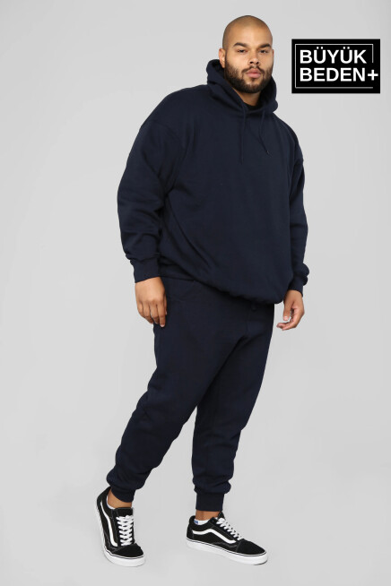 Süperlife Erkek Büyük Beden Kapşonlu ince Sweatshirt SPR24BSW57