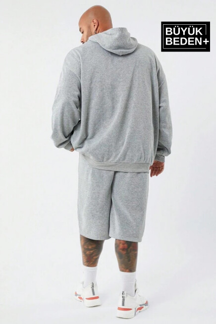 Süperlife Erkek Büyük Beden Kapşonlu ince Sweatshirt SPR24BSW57