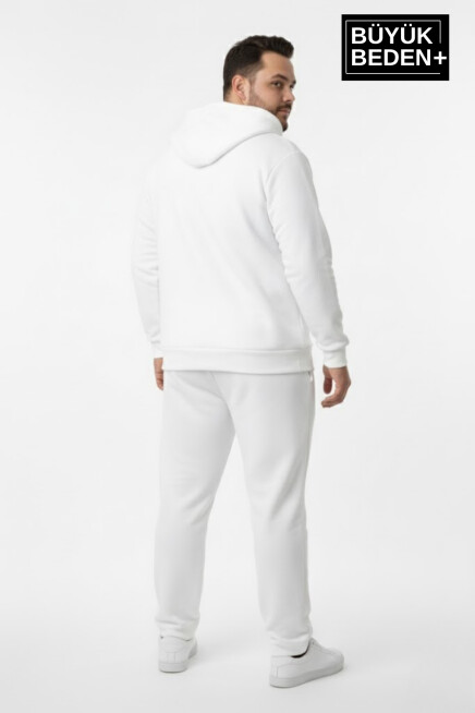 Erkek Büyük Beden Kapüşonlu Fermuarlı N Baskılı Sweatshirt Hırka SPR26BHR922