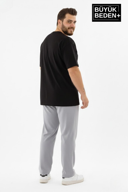 Erkek Büyük Beden N Logo Baskılı Rahat Kesim Paça Reçme ince  Eşofman Altı SPR26EA952-4