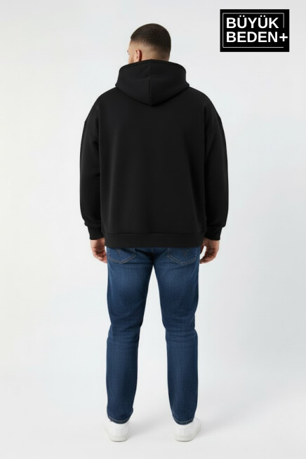 Erkek Büyük Beden New York Baskılı Kapüşonlu Sweatshirt SPR26BSW962