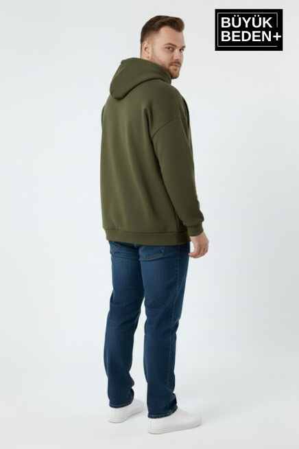 Erkek Büyük Beden New York Baskılı Kapüşonlu Sweatshirt SPR26BSW962