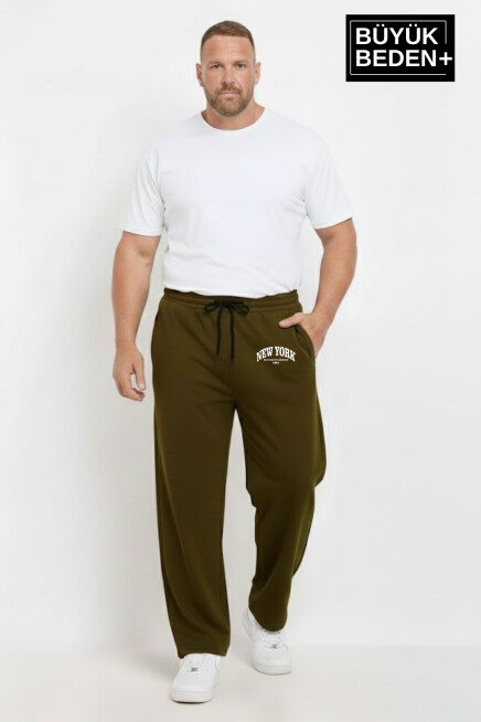 Erkek Büyük Beden New York Baskılı Rahat Kesim Paça Reçme ince  Eşofman Altı SPR26EA952-5