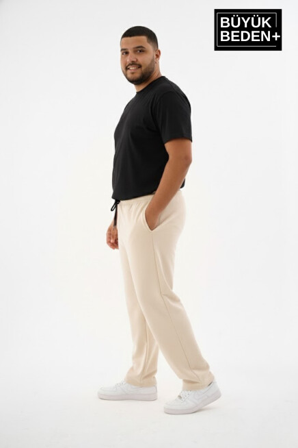 Erkek Büyük Beden Rahat Kalıp Paça Reçmeli İnce Eşofman Altı SPR26BEA952