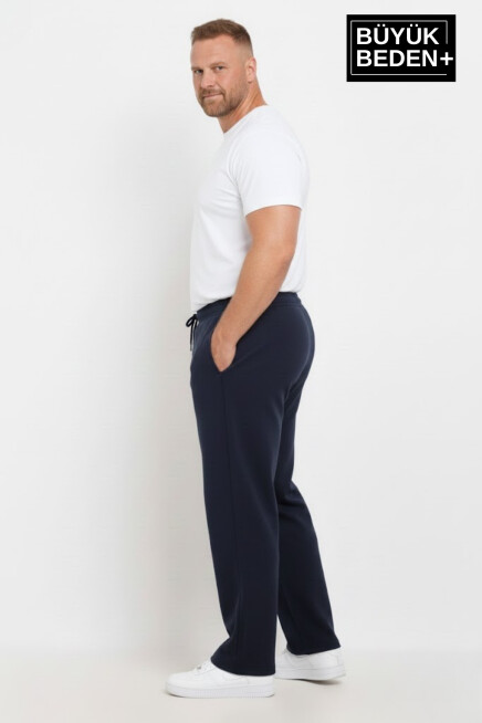 Erkek Büyük Beden Rahat Kalıp Paça Reçmeli İnce Eşofman Altı SPR26BEA952