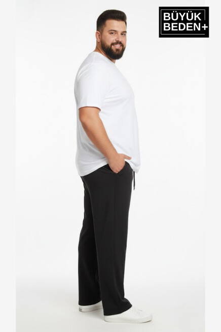 Erkek Büyük Beden Rahat Kalıp Paça Reçmeli İnce Eşofman Altı SPR26BEA952