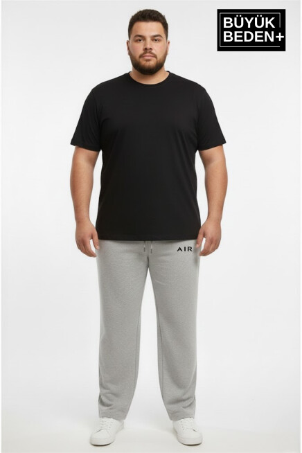 Erkek Büyük Beden Rahat Kesim Paça Reçme AR Baskılı İnce Eşofman Altı SPR26EA952-1