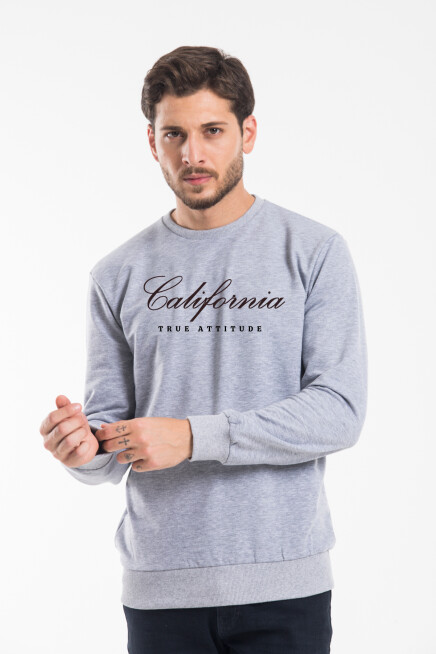 Süperlife Erkek Bisiklet Yaka Regular Kalıp İnce Californıa  Baskılı Sweatshırt SPR24SW125