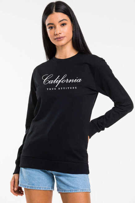 Süperlife Kadın Bisiklet Yaka Regular Kalıp İnce Californıa  Baskılı Sweatshırt SPR24SWK125