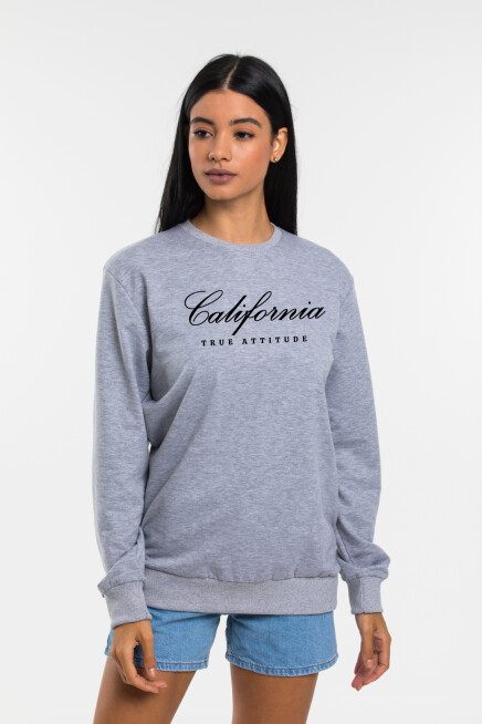 Süperlife Kadın Bisiklet Yaka Regular Kalıp İnce Californıa  Baskılı Sweatshırt SPR24SWK125