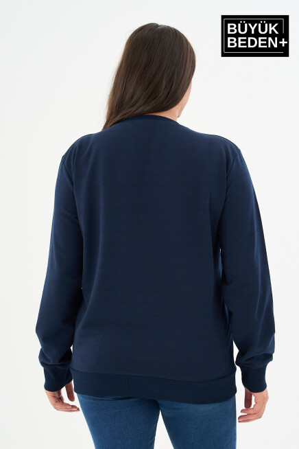 Kadın Büyük Beden Bisiklet Yaka İnce Sweatshirt – Regular Fit %64 Pamuklu SPR26BSWk956