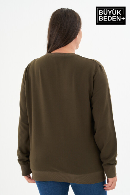 Kadın Büyük Beden Bisiklet Yaka İnce Sweatshirt – Regular Fit %64 Pamuklu SPR26BSWk956