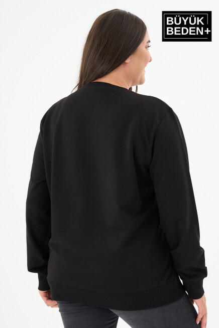 Kadın Büyük Beden Bisiklet Yaka İnce Sweatshirt SPR24BSWK56