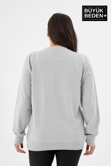 Kadın Büyük Beden Bisiklet Yaka İnce Sweatshirt SPR24BSWK56