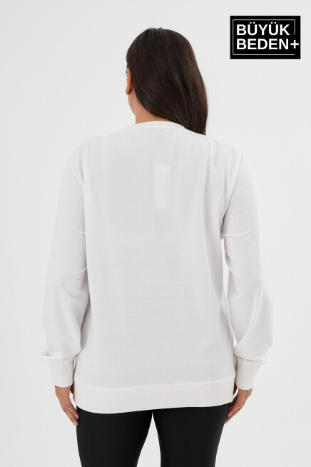 Kadın Büyük Beden Bisiklet Yaka İnce Sweatshirt SPR24BSWK56