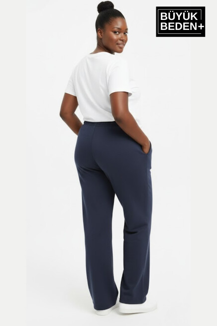 Kadın Büyük Beden BROOKLYN Baskılı Rahat Kesim Paça Reçme İnce Eşofman Altı SPR26EAK952-2