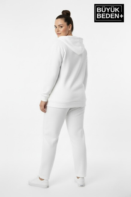 Kadın Büyük Beden  Fermuarlı Kapüşonlu Unified Baskılı Sweatshirt Hırka SPR26BHRK924