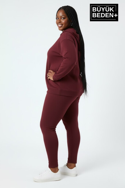 Kadın Büyük Beden Kapşonlu ince Sweatshirt SPR24BSWK57