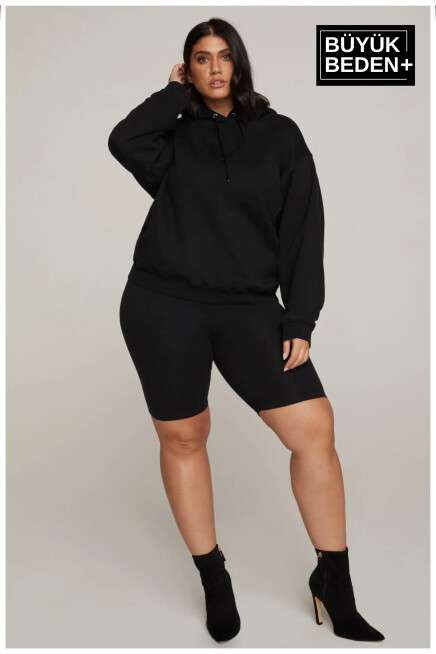Süperlife Kadın Büyük Beden Kapşonlu ince Sweatshirt SPR24BSWK57