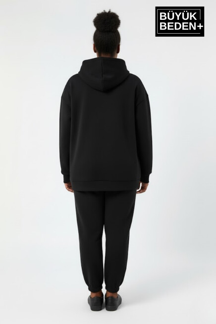 Kadın Büyük Beden Kapüşonlu El yazılı Brooklyn Baskılı Rahat Kalıp Sweatshirt SPR26BSWK958