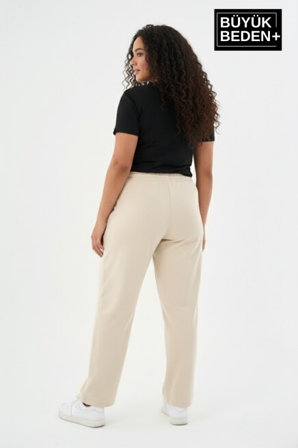 Kadın Büyük Beden N Logo Baskılı Rahat Kesim Paça Reçme ince Eşofman Altı SPR26EAK952-4