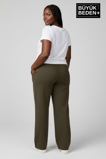 Kadın Büyük Beden Rahat Kesim Paça Reçmeli İnce Eşofman Altı SPR26EAK952