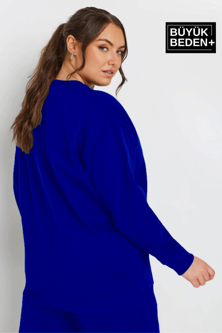Süperlife Kadın Büyük Beden Bisiklet Yaka İnce Sweatshirt SPR24BSWK56