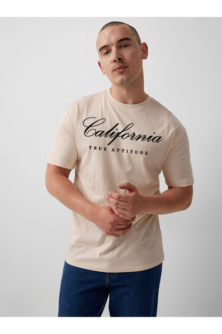 Süperlife Erkek Bisiklet Yaka El Yazılı Brooklyn Baskılı Tshirt SPR25TS32