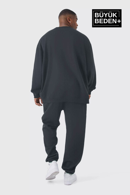 Süperlife Erkek Büyük Beden Bisiklet Yaka ince Sweatshirt SPR24BSW56