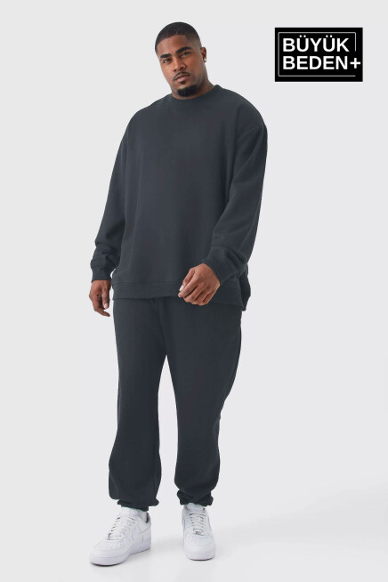 Süperlife Erkek Büyük Beden Bisiklet Yaka ince Sweatshirt SPR24BSW56