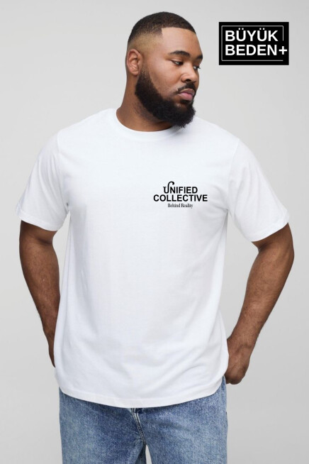 Süperlife Erkek Büyük Beden Unified Collective Baskılı Bisiklet Yaka Tshırt SPR25BTS905