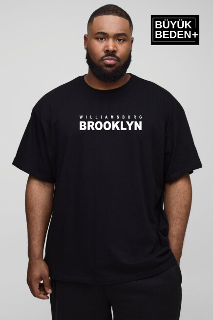 Süperlife Erkek Büyük Beden Willams.Brooklyn Baskılı Bisiklet Yaka Tshırt SPR25BTS15