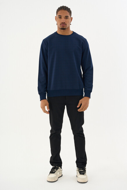 Süperlife Erkek Gri Bisiklet Yaka Ribanalı Regular Fit Sweatshirt spr26swk930