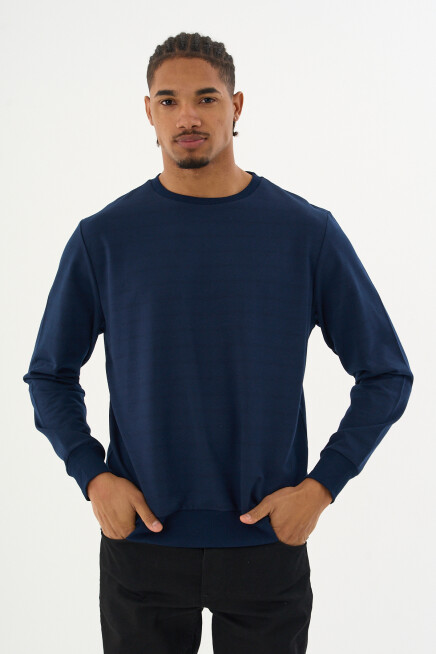 Süperlife Erkek Gri Bisiklet Yaka Ribanalı Regular Fit Sweatshirt spr26swk930
