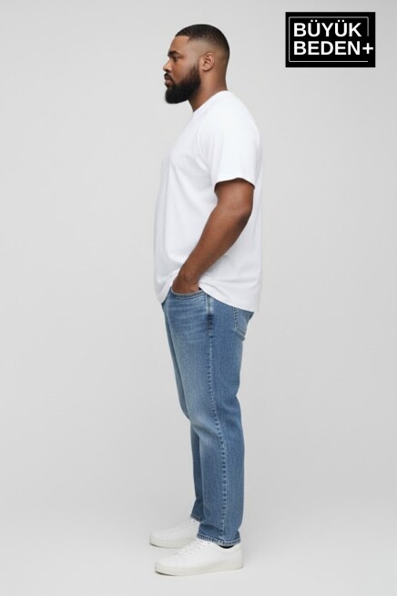 Büyük Beden Erkek Basic  3XL-6XL  Bisiklet Yaka 3lü Tişört Seti SPR26BTS510+3