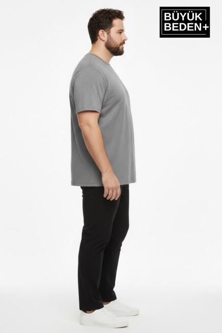 Büyük Beden Erkek Basic Tişört – Pamuklu Düz T-Shirt 3XL-6XL SPR26BTS510