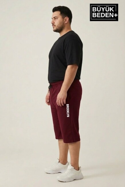 Büyük Beden Erkek Kapri Şort Brooklyn Baskılı Rahat Kalıp 3XL-6XL SPR26BSR591-02