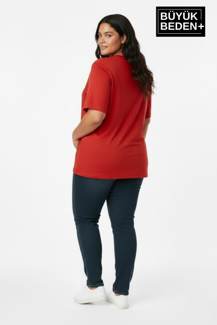 Büyük Beden Kadın Basic Tişört – Pamuklu Düz T-Shirt 3XL-6XL SPR26BTSK10